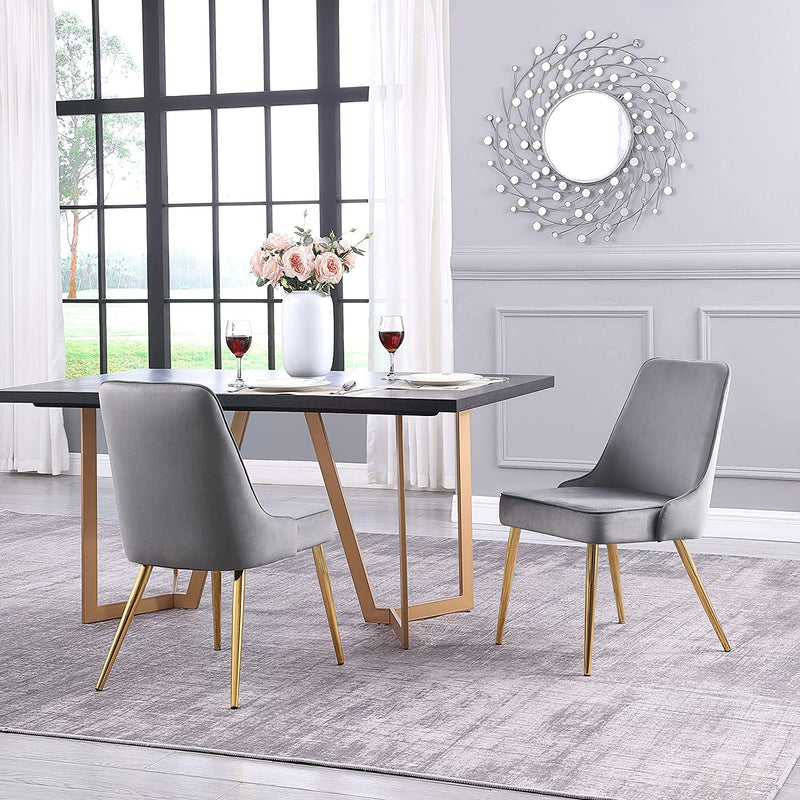 KithKasa Upholstered Velvet Dining Chairs Sets of 2 -Grey