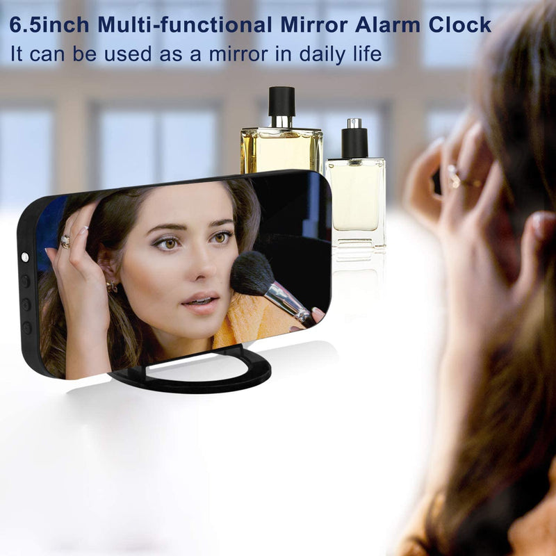 LED Digital Alarm Electric Clocks Mirror Surface -Black