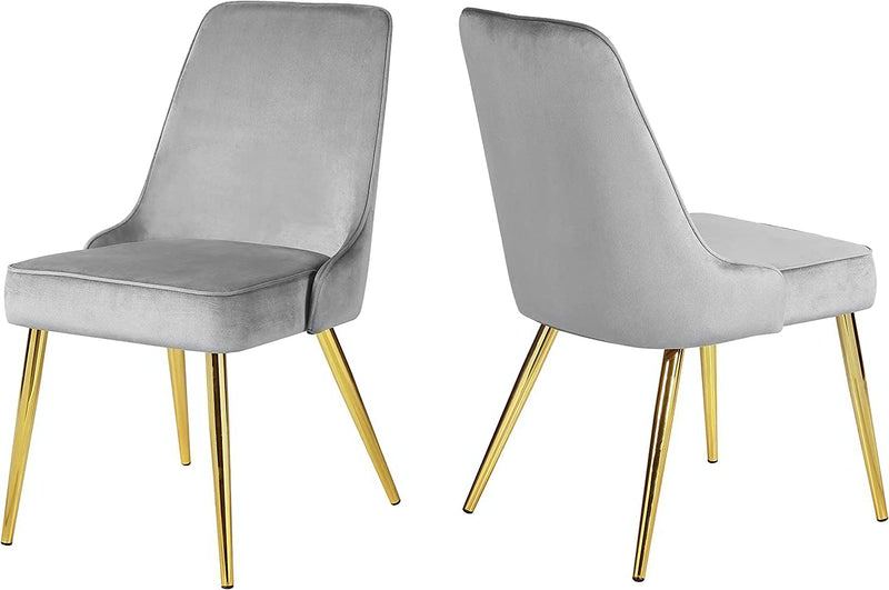 KithKasa Upholstered Velvet Dining Chairs Sets of 2 -Grey