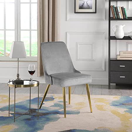 KithKasa Upholstered Velvet Dining Chairs Sets of 2 -Grey