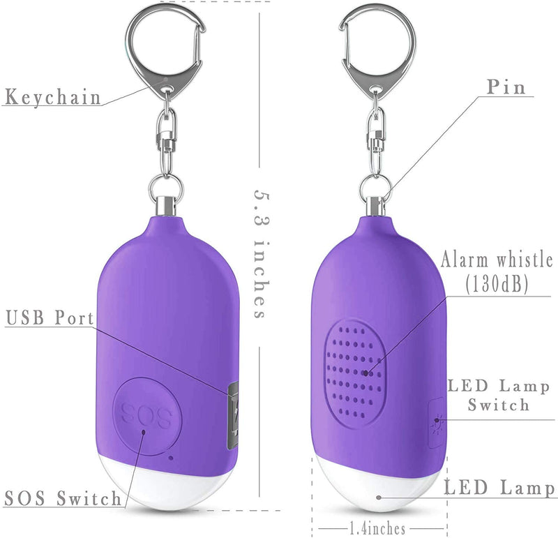 Personal Alarm Self Defense Alarm LED Light Keychain with 130dB Loud Siren Sound & Emergency Nighttime Light, Security Personal Protection Devices for Women, Kids, Elderly