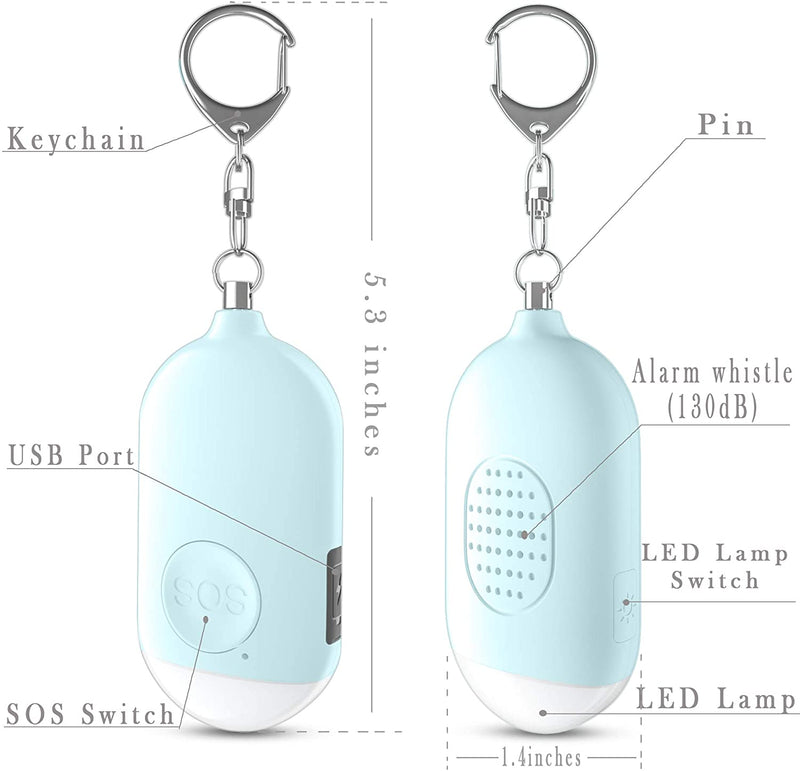 Personal Alarm Self Defense Alarm LED Light Keychain with 130dB Loud Siren Sound & Emergency Nighttime Light, Security Personal Protection Devices for Women, Kids, Elderly