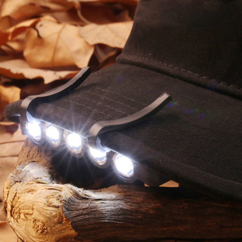 Outdoor LED Headlamps 5 LED Ultra Bright Cap Clip-On Lamp Flash / Steady ON Night Convenient Fishing Light Head Lantern