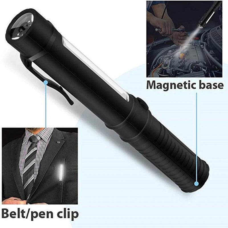 Multifunction Mini COB Portable LED Light Inspection Torch Tactical Magnetic Base and Clip Maintenance Pen flashlight for Camp