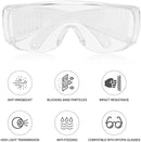 Protective Eyewear Safety Goggles Clear Anti-fog Anti-Scratch Safety Glasses over Prescription Glasses, Transparent Frame Light Weight and Comfortable