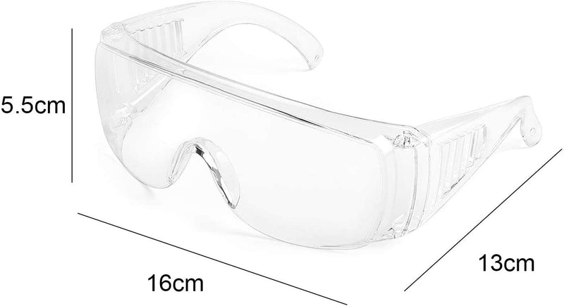 Protective Eyewear Safety Goggles Clear Anti-fog Anti-Scratch Safety Glasses over Prescription Glasses, Transparent Frame Light Weight and Comfortable