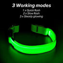 LED Dog Collar, USB Rechargeable Nylon Webbing Adjustable Glowing Pet Safety Collar, Reflective Light Up Collars for Your Dogs