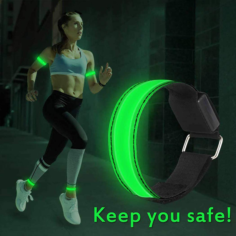 Reflective LED Armband USB Rechargeable Wristband Reflective Straps Tape Bracelets for Running, Cycling, Walking