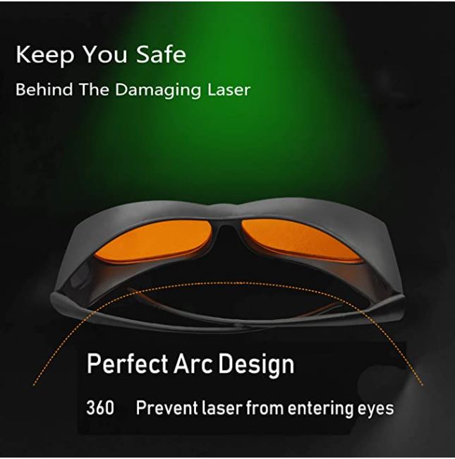 Professional Laser Protective Glasses for 190nm-540nm, 405nm,445nm, 532nm Laser and Violet/Blue/Green Laser Safety Goggles 450nm