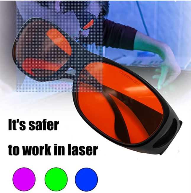 Professional Laser Protective Glasses for 190nm-540nm, 405nm,445nm, 532nm Laser and Violet/Blue/Green Laser Safety Goggles 450nm