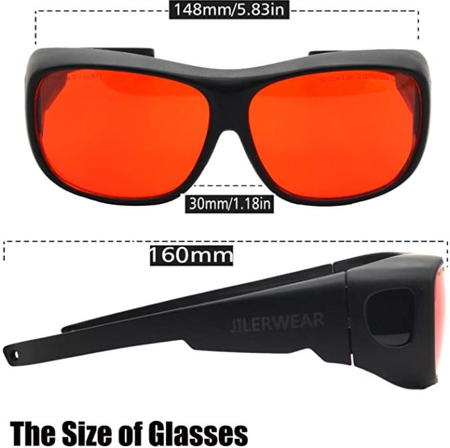 Professional Laser Protective Glasses for 190nm-540nm, 405nm,445nm, 532nm Laser and Violet/Blue/Green Laser Safety Goggles 450nm