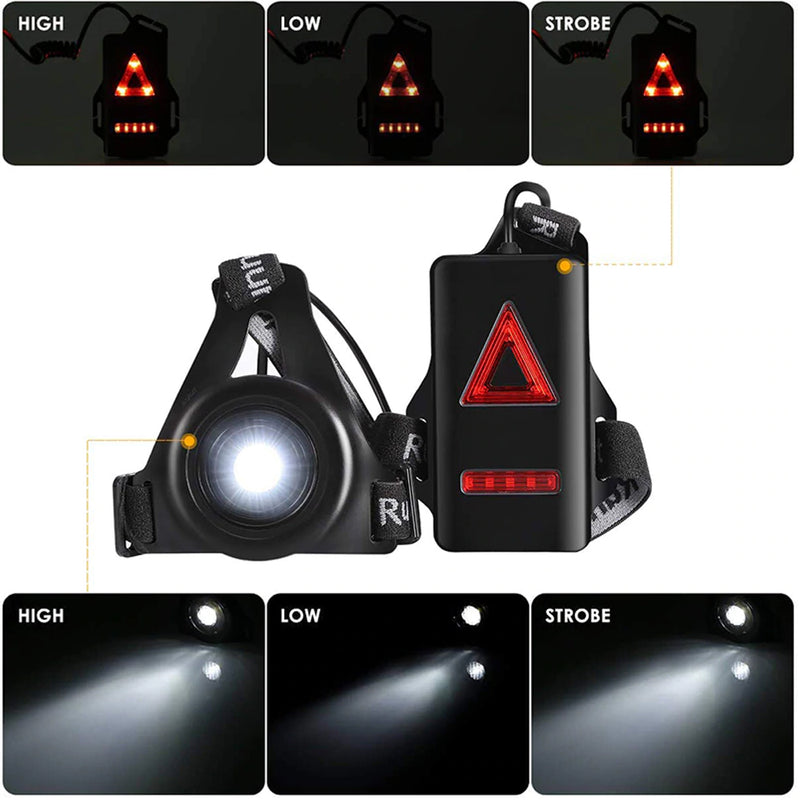 Waterproof Outdoor Sport Running Lights LED Night Cycling Flashlight Warning Bike Light USB Chest Lamp Walking Night Jogging