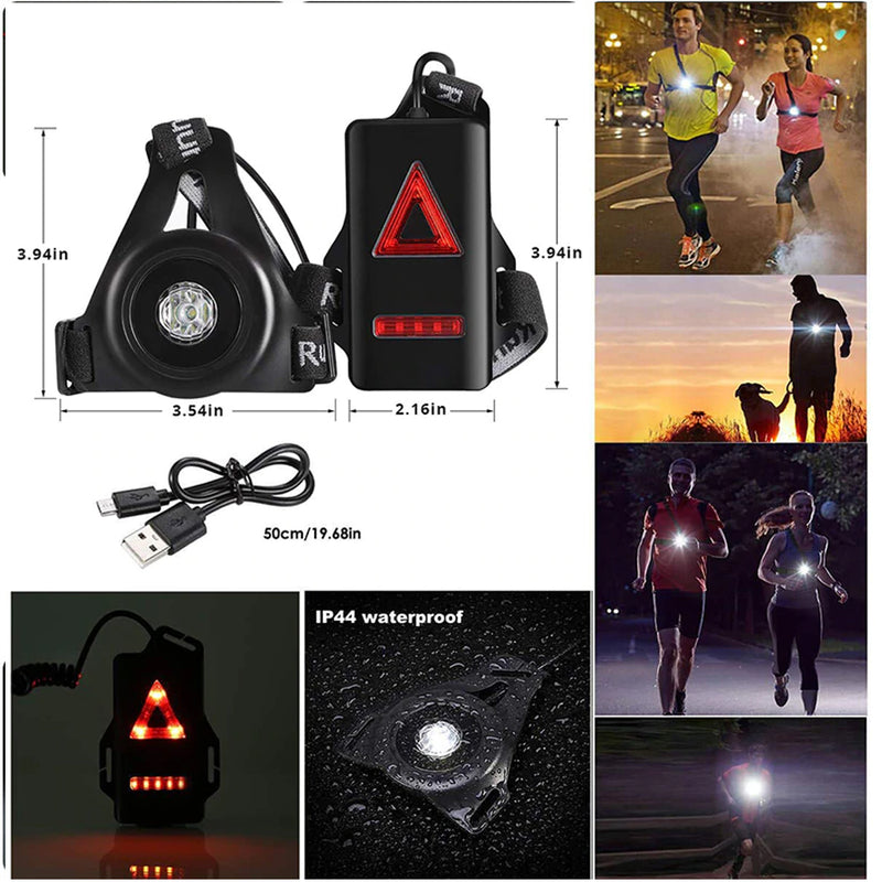 Waterproof Outdoor Sport Running Lights LED Night Cycling Flashlight Warning Bike Light USB Chest Lamp Walking Night Jogging