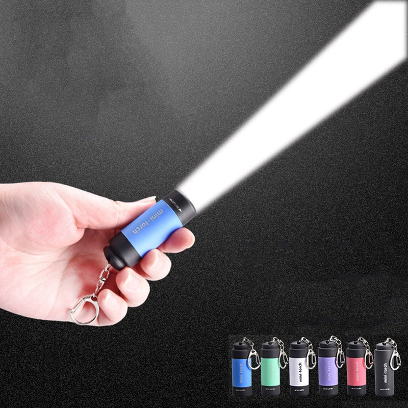 LED Mini Flashlight Key Chain Portable Torch Outdoors Waterproof Built-in Battery USB Rechargeable Hiking Camping Flashlights