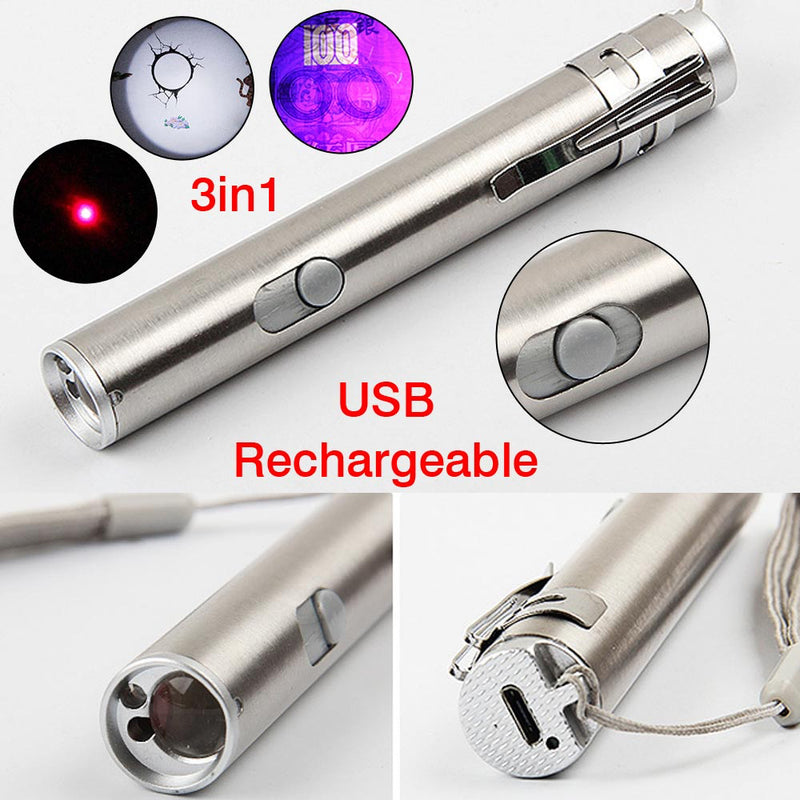 3in1 USB LED flashlight Rechargeable Multifunction for Outdoors