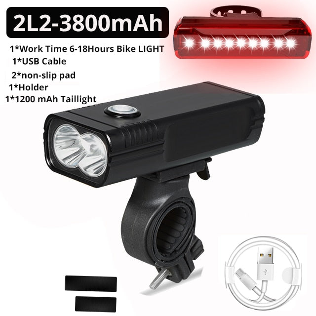 20000Lums Bicycle Light L2/T6 USB Rechargeable 5200mAh Bike Light IPX5 Waterproof LED Headlight as Power Bank Bike Accessories