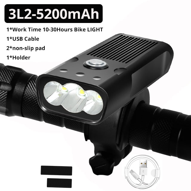 20000Lums Bicycle Light L2/T6 USB Rechargeable 5200mAh Bike Light IPX5 Waterproof LED Headlight as Power Bank Bike Accessories