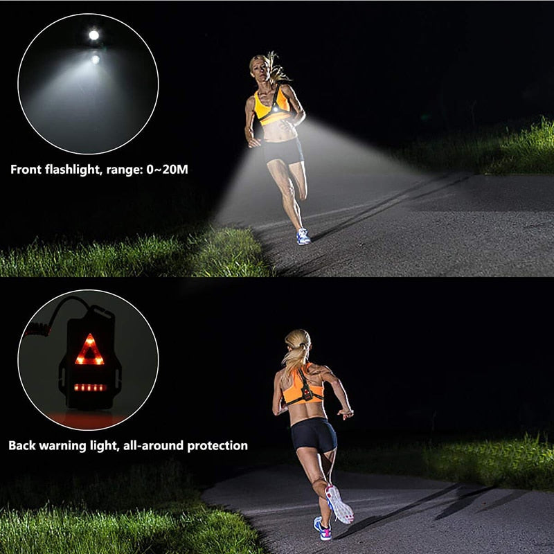 Waterproof Outdoor Sport Running Lights LED Night Cycling Flashlight Warning Bike Light USB Chest Lamp Walking Night Jogging