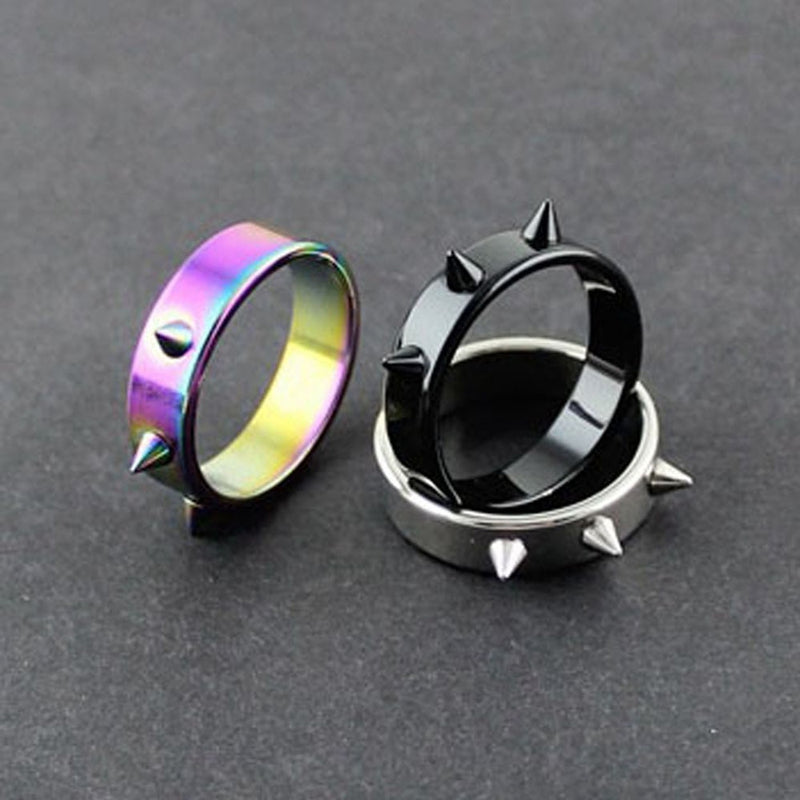 Titanium Steel Men Women Ring with Studs Embellishment