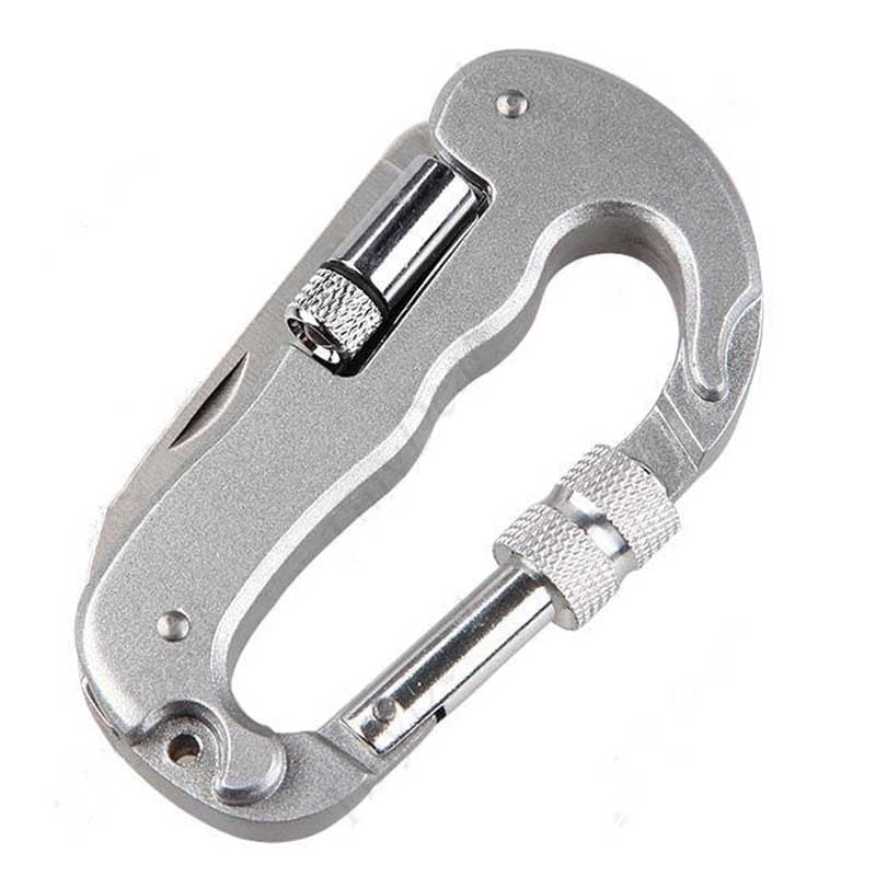 Portable Folding Saw Carabiner LED Light Hanging Buckle Outdoor Sports Camping Self Defense Tactical Tool Personal Defensive