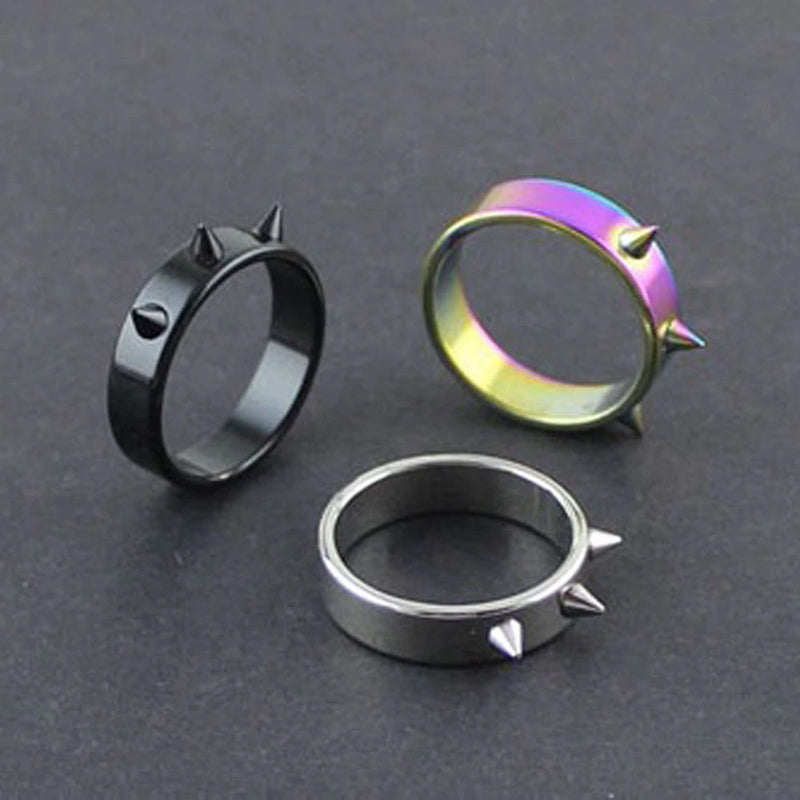 Titanium Steel Men Women Ring with Studs Embellishment