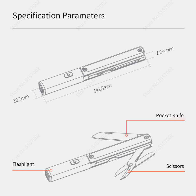 3-in-1 Multi-function Pen Tool  Flashlight Portable