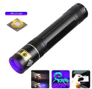 UV Flashlight LED 365nm Ultra Violet Ultraviolet Invisible Torch for Pets Stain Hunting Marker Use 18650 battery