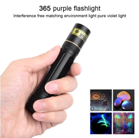 UV Flashlight LED 365nm Ultra Violet Ultraviolet Invisible Torch for Pets Stain Hunting Marker Use 18650 battery